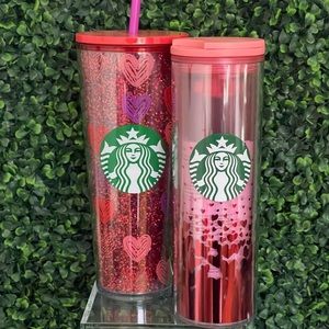 ♥️NWT Set Starbucks Valentine’s 2022 Hearts H2O Bottle & Glitter Hearts Tumbler